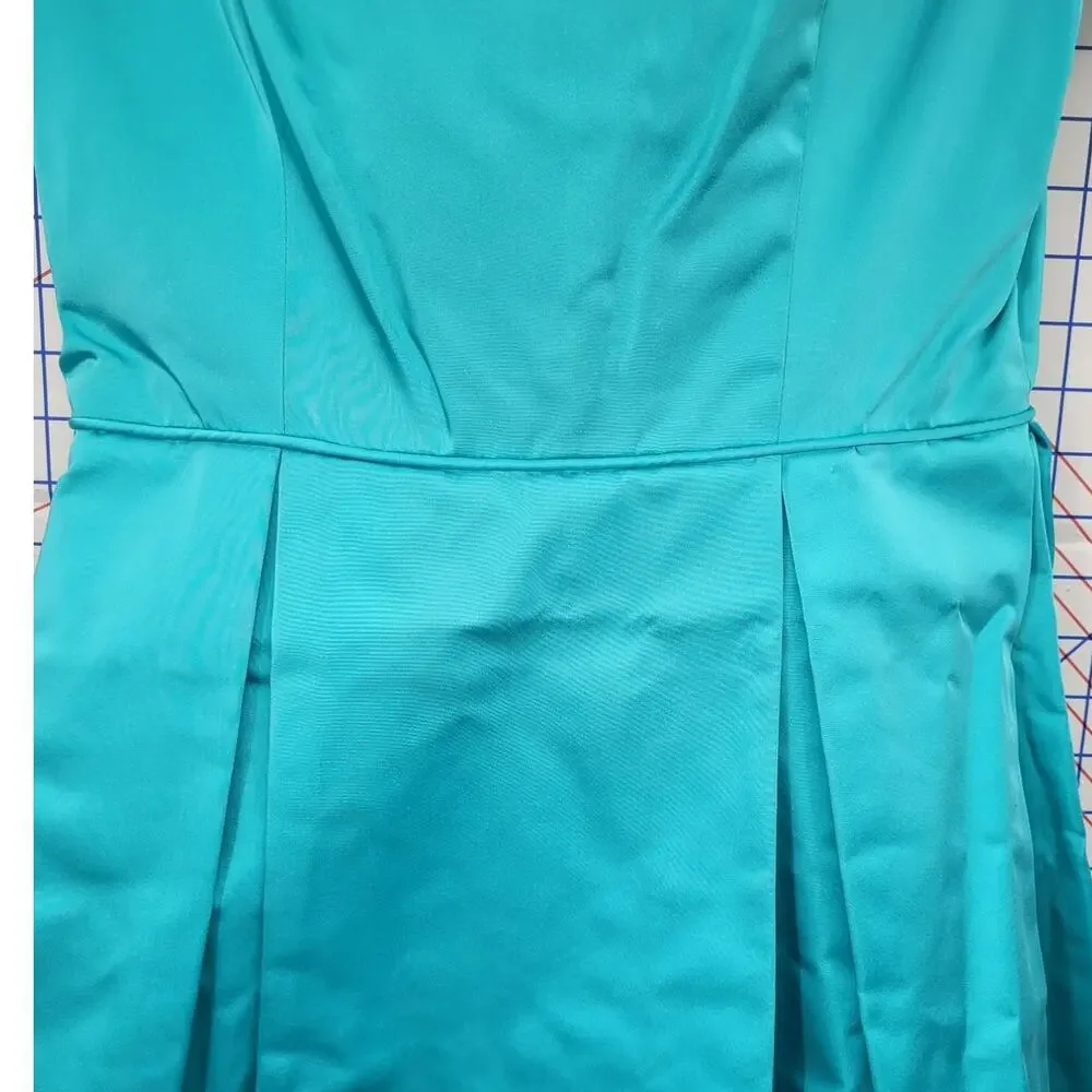 Vintage 50s 60s Satin‎ Blue Boatneck Cocktail Dress Elegant Timeless Style - Picture 10 of 16